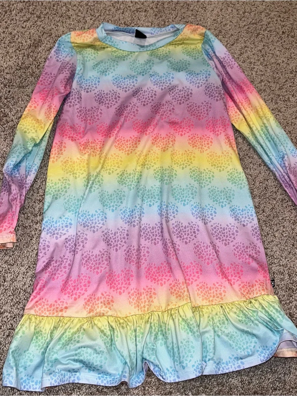 Girls Pixie Lane long sleeve pajama nightgown rainbow hearts size 9/10